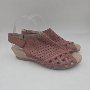 Earth Womens Sandals Size 10 M Pisa Galu Wedge Heels Slingback Brown Leather